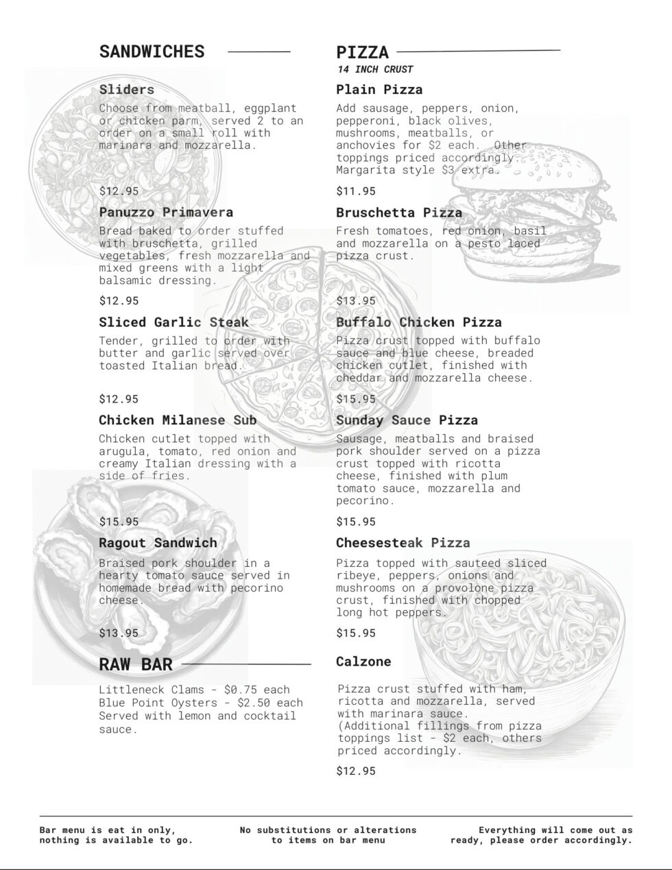 Weekly Specials Pagano's UVA Ristorante Bradley Beach, NJ